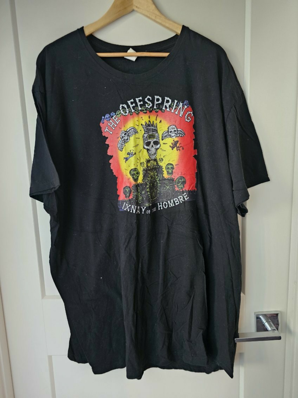 Offspring Black Short Sleeve Tee with Red and Yellow Skull Graphic